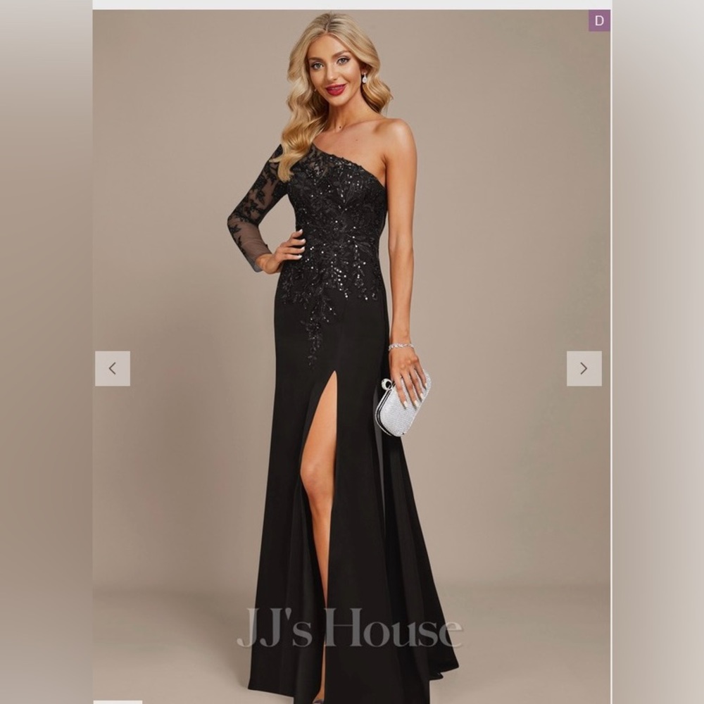 One Shoulder Bow Sequin Gown main image 1